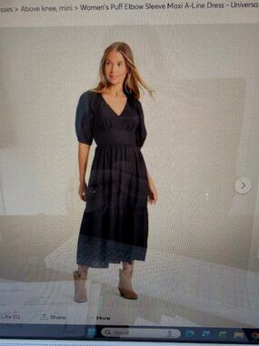 NEW Women's Puff Elbow Sleeve Maxi A-Line Dress Size M